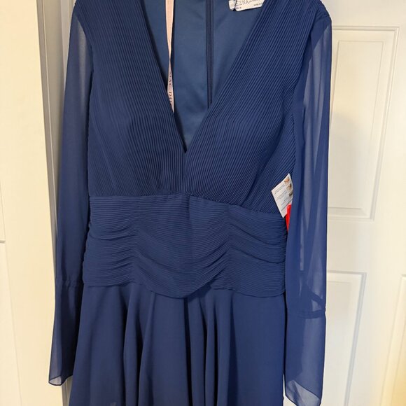 IEENA for Mac Duggal Bell Long Sleeve Chiffon Fit & Flare Minidress NWT Size 12 - Picture 2 of 6